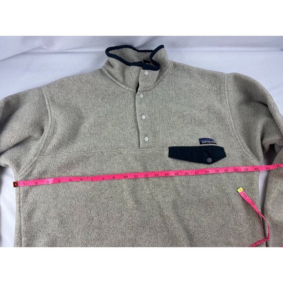 Vintage Patagonia Synchilla Fleece Snap-T Pullover Mens L Beige Green 90s Jacket - Picture 7 of 8
